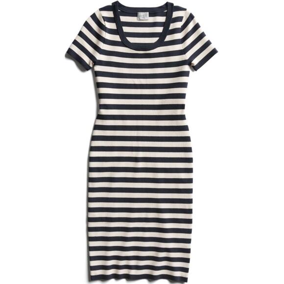 Jason Wu GREY Dress T Shirt Bodycon Striped Short Sleeve Scoop Pink Black Small - Picture 1 of 5